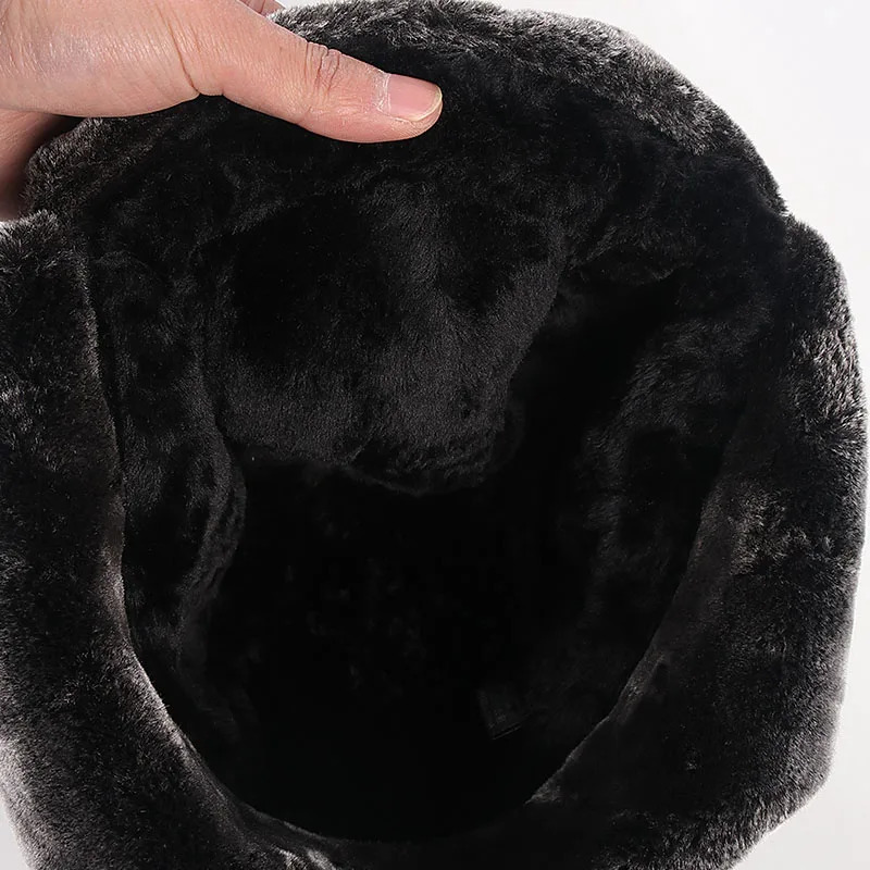 Winter Bomber Hat Men Leather Ear flap Warm Snow Ushanka Hats Dad Russia Soviet Faux Fur Caps aviation Gorro Ruso Hombre 231228