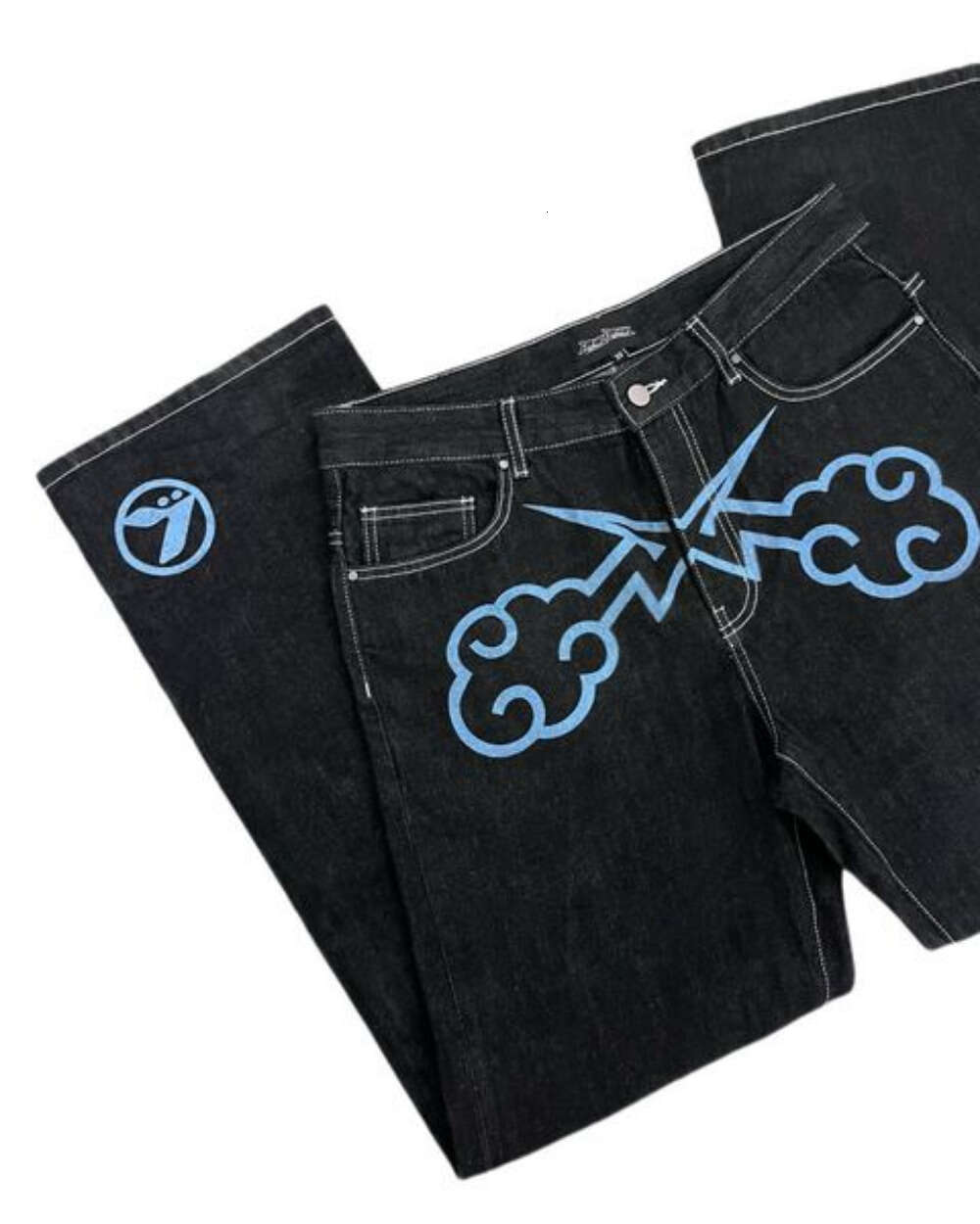Streetwear Haruku Gothic Baggy Denim Black Pants Men's Women's 2023 New Street Fashion Punk Hip Hop Loose Wide Leg Trousers
