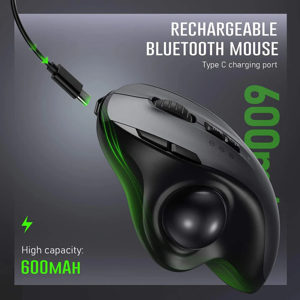 Mouse Seenda Trackball Mouse Bluetooth24g Dual Mode Rechargeable Wireless For PC Computer Laptop Tablet Gamer Mause 231228