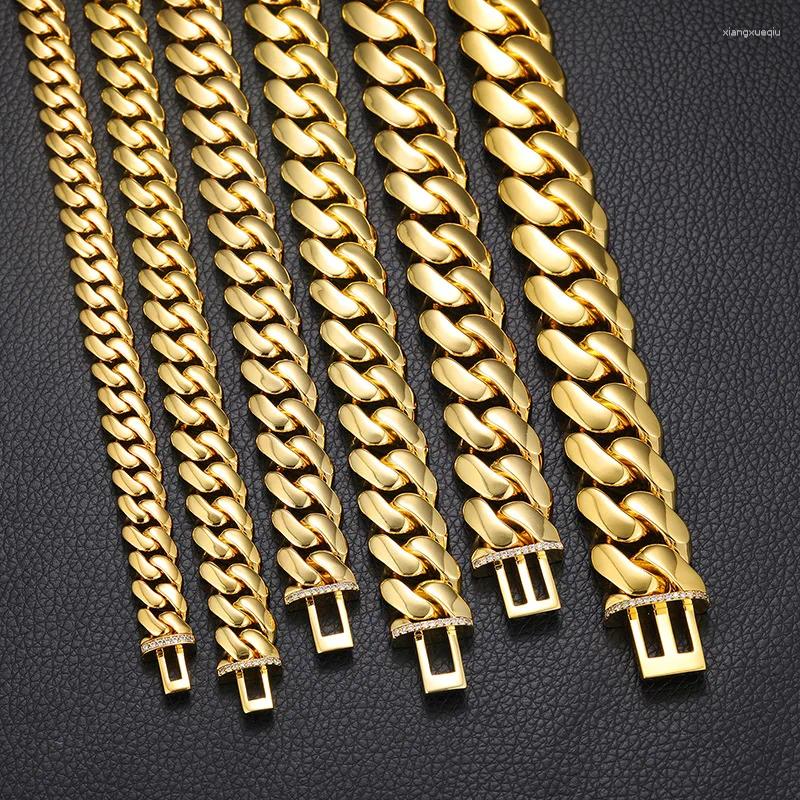 k bracelets 10mm-20mm wide hip hop bg iced out round miami curb cuban chain for men rapper jewelry gold Sier color