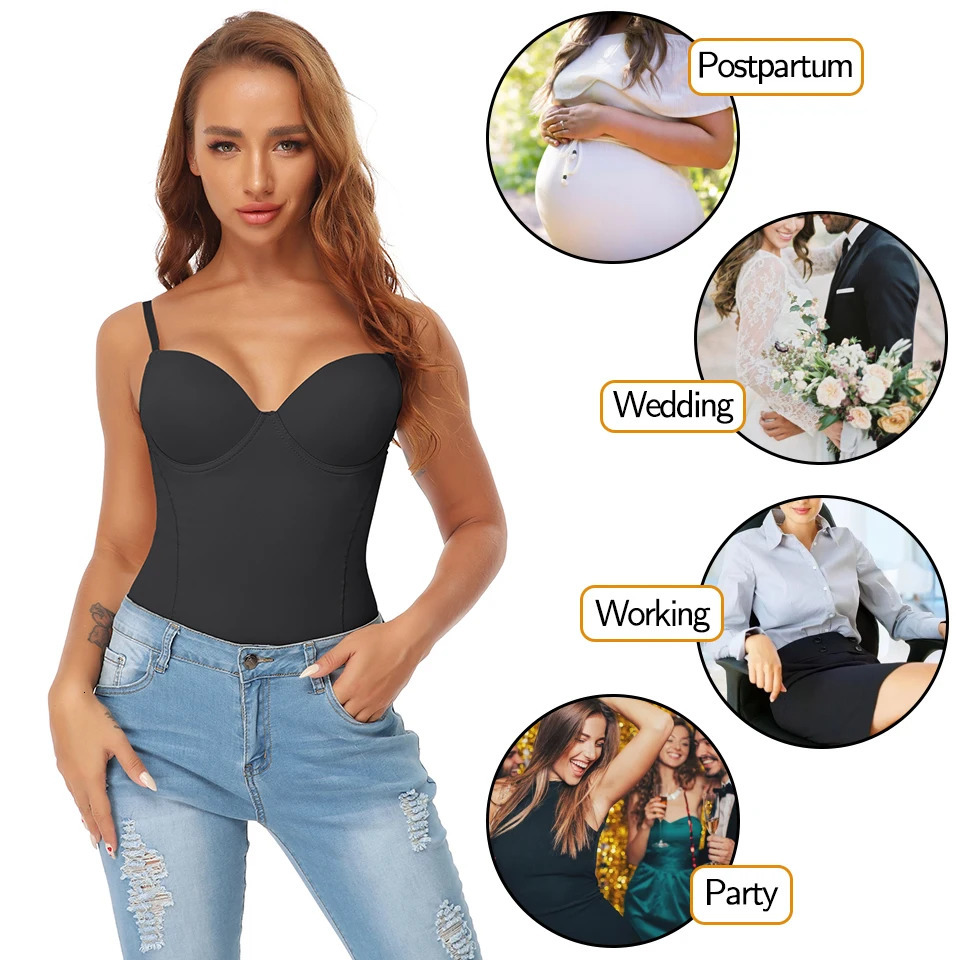 Women Shapewear Bodysuits Waist Trainer Vest Slim Full Body Shaper Built-In Bra Camisole Tops Tummy Control Slimming Underwear 231227