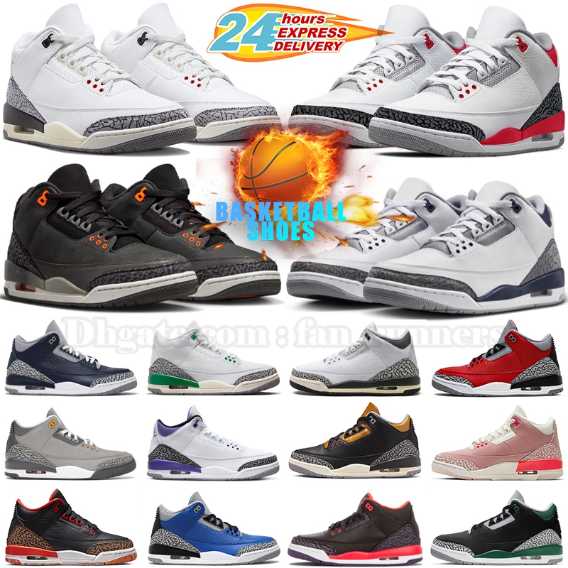 3s Jumpman 3 Basketball Shoe Midnight Navy Fear Pack White Cement Palomino Medellin Sunset Off Noir Wizards Fire Red Pine Green Racer Blue Men Womens Trainer Sneakers
