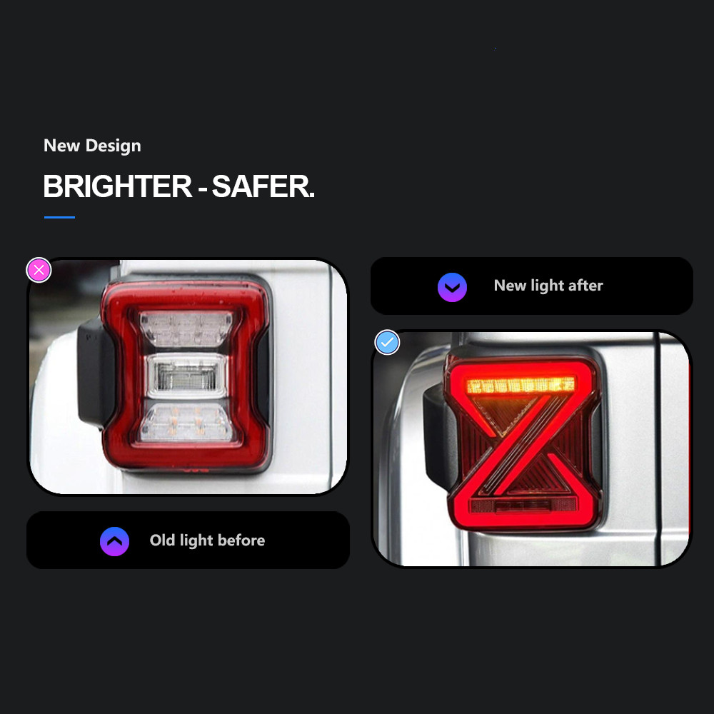 LED Tail Lights For Jeep Wrangler 20 18-2023 DRL Taillights Turn Signal Back Reverse Rear Lamps Assembly
