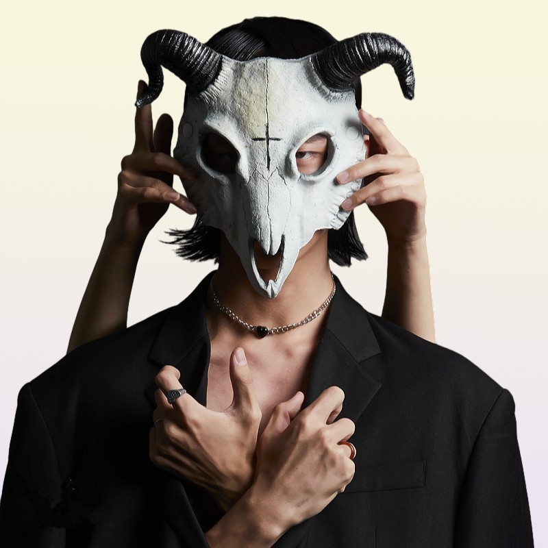 Halloween Billy Goat Half Face Masquerade Carnival Party Props Rave Sheep Bone Skull Cosplay Animal Mask9675875