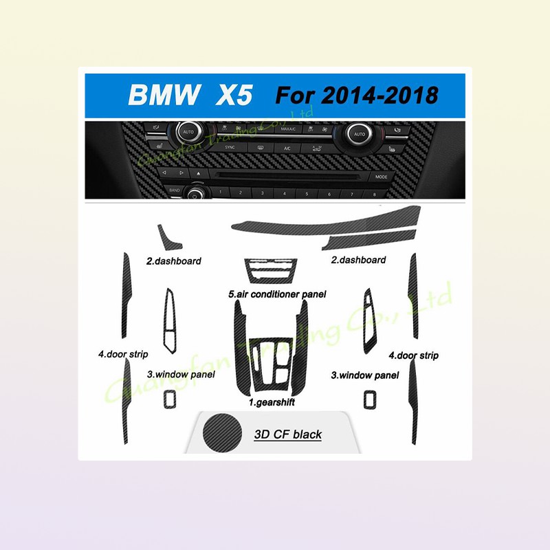 For BMW X5 F15 G05 20142021 Interior Central Control Panel Door Handle 5D Carbon Fiber Stickers Decals Car styling Accessorie