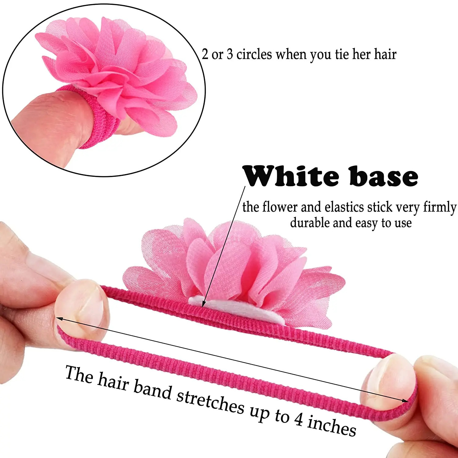 50PCS 25 Pairs Baby Girls Hair Ties 2inch Chiffon Flower Hair Bows Rubber Bands Hair Ties Soft Elastics Ponytail Holders Hair 231228
