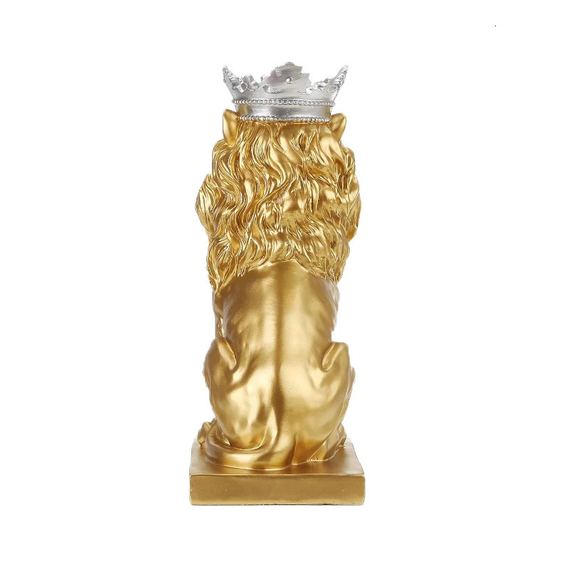 Resin Lion Statue Crown Lions Sculpture Animal Figurine Abstract Decoration Home Decor Nordic Model Decor Table Ornaments 231227