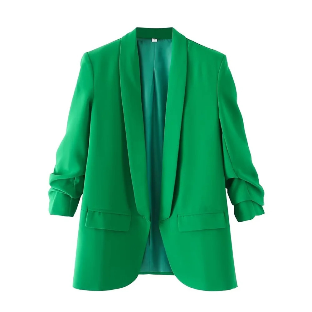 PB ZA 2023 Spring and Autumn Urban Leisure Versatile Candy Women s Pleated Sleeve Blazer 231228