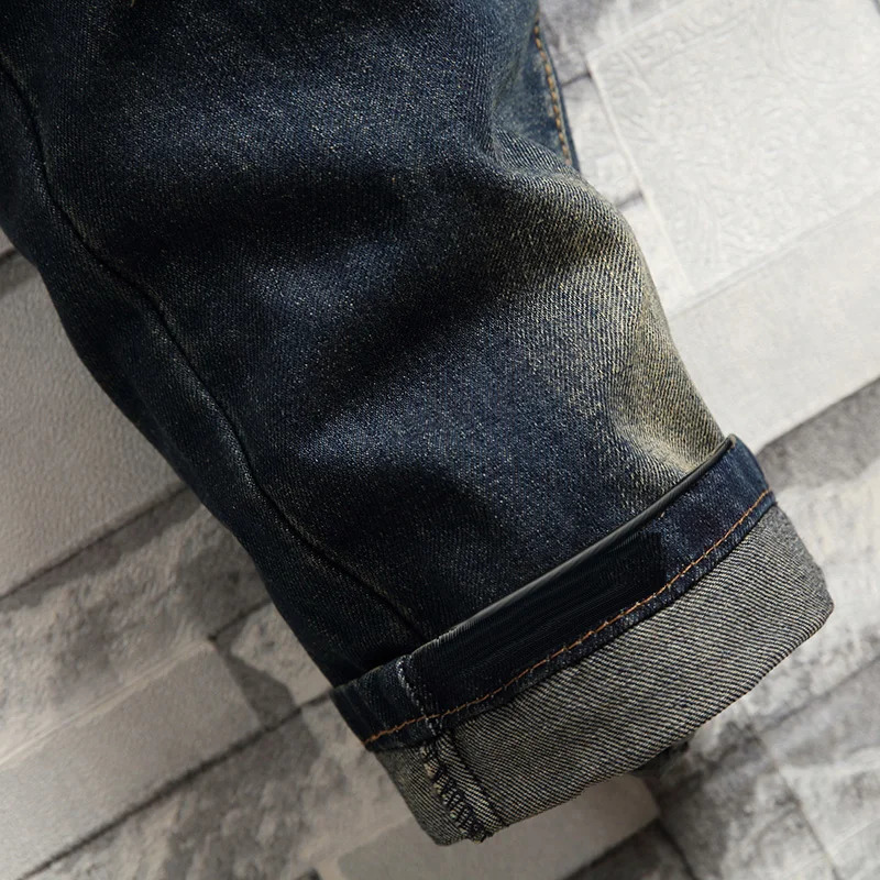2024 Spring Distressed Ripped Jeans Men's Hiphop High Street Korean Fashion Slim Stretch Hole Denim Trousers 231227
