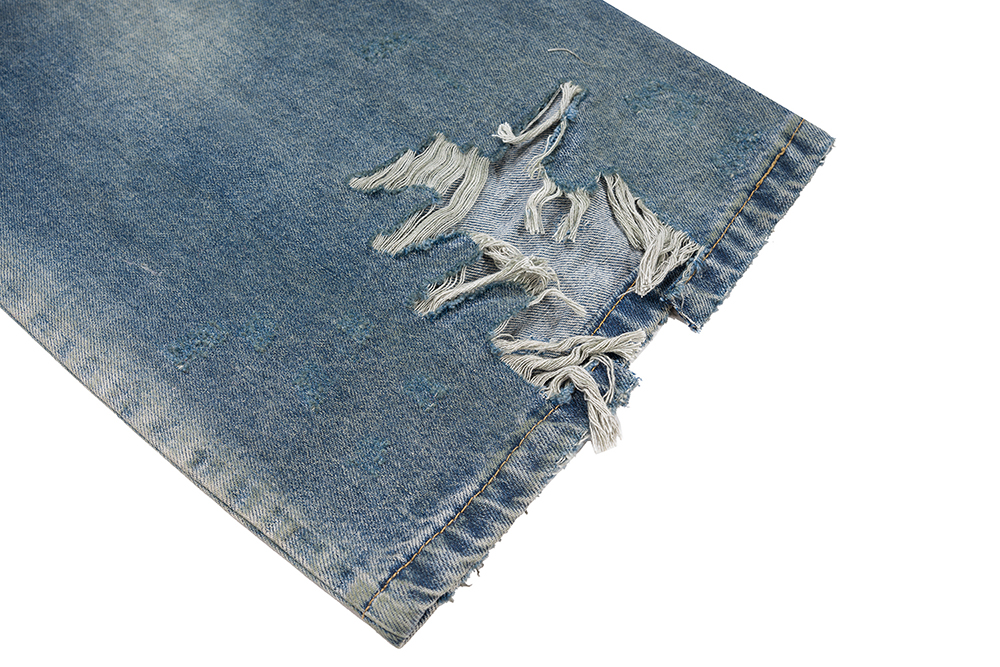 Frayed Damaged Hole Baggy Wide Leg Jeans for Men and Women Streetwear Casual Denim Trousers Oversized Cargo Pants