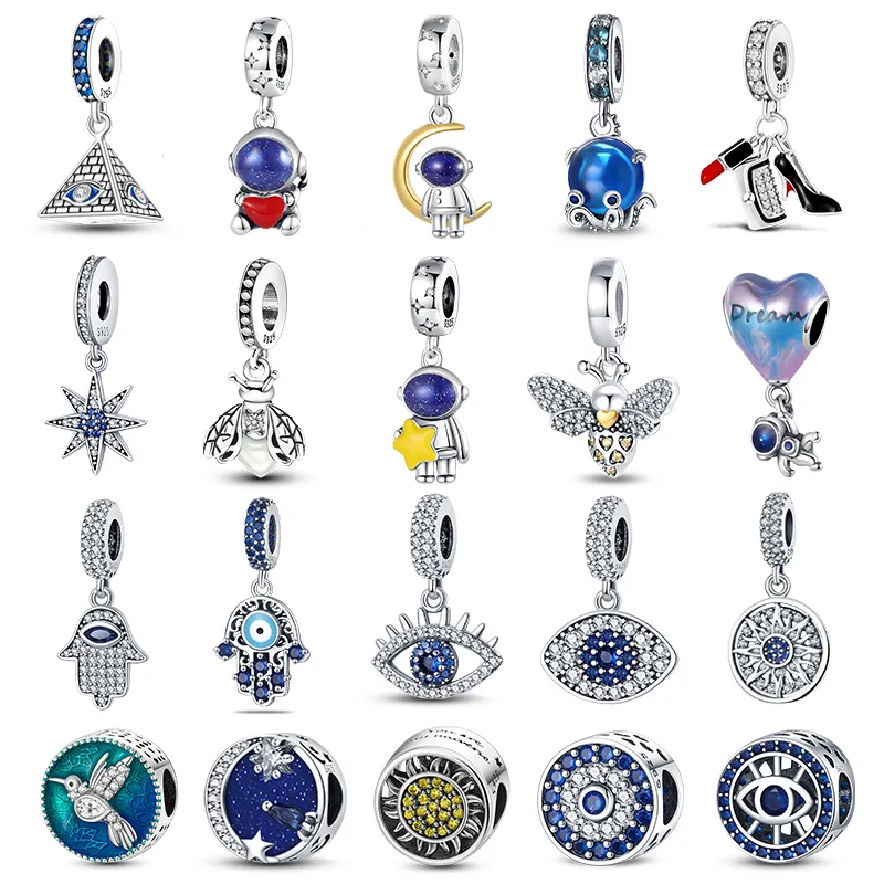 Silver Fashion Bee Astronaut Eiffel Tower Charm Bead Exquisite Fit Original Bracelet DIY Women' Birthday Jewelry Free Shipping