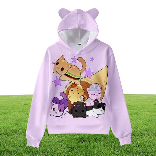 Aphmau Merch Kids Hoodie for Boys Girls Harajuku Sweatshirt Streetwear Hip Hop Kawaii Cat Ear Pullover Hooded Jacket Cosplay
