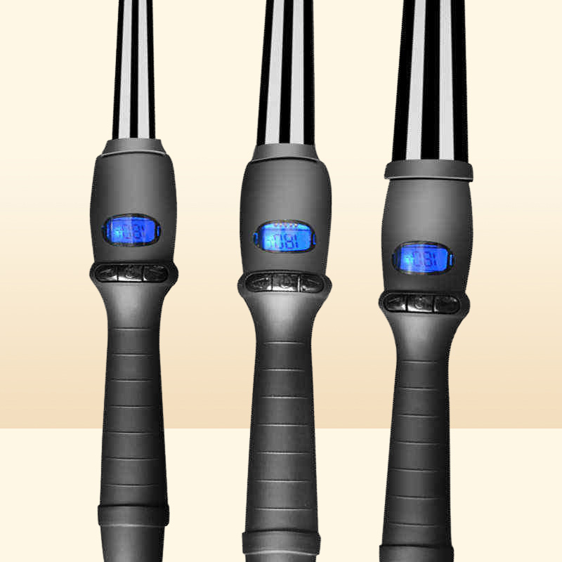 Lcd Curlers Conical Curler Single Tube Ceramic Glaze Pear Flower Cone Electric Hair Curly Hair J220711