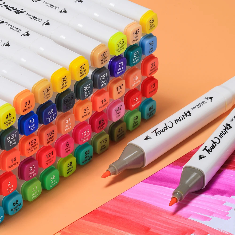 Mark Pen 36/48/60/80/168 Colors Art Markers Manga Sketching Markers Alcohol Felt Dual Brush Pen For Bookmark Manga Drawing Gift 231227