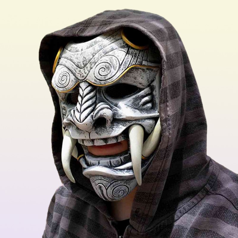 Japanese Ghost Halloween Masquerade Cospaly Prajna Half Face s Samurai Hannya Horror Skull Party Mask For Adult5858645