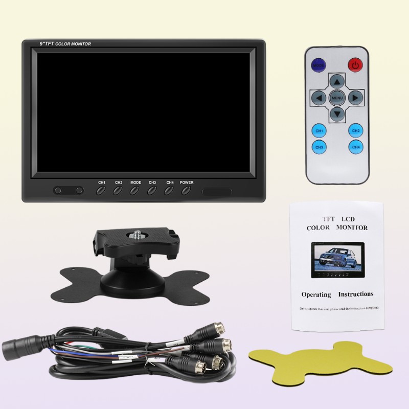 9 Inch TFT LCD Split Screen Quad Monitor Security Surveillance Car rest Rear View Monitor Parking Rear View Camera System2485761 C251017