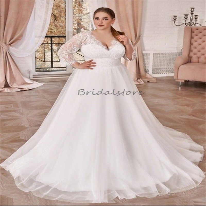 Boho Hispanic Wedding Dress Plus Size Elegant V Neck Long Sleeve White Country Bridal Gown Soft Gentle Lace Civil Bolero Bohemian Bride Dress 2024 Chi