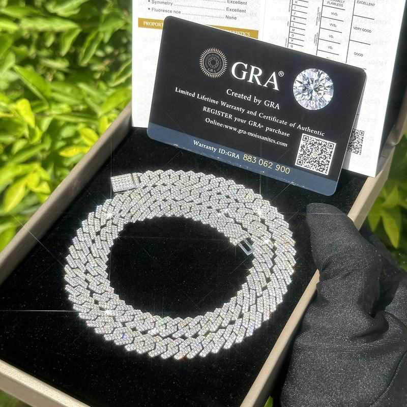 jewelry chains for men 14mm bracelet women sier k chain pass dia tester GRA VVS moissanite cuban necklace personalize gift