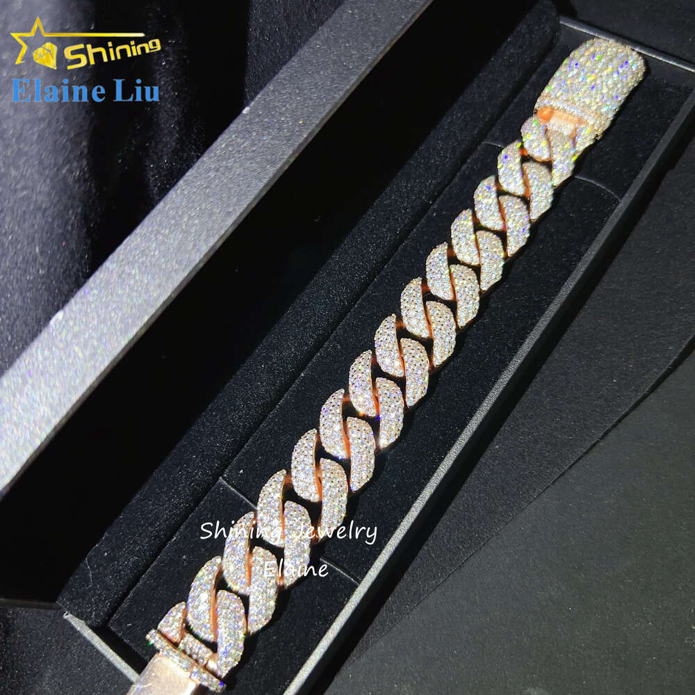 bracelet necklace mossanite Jewelry Vvs Moissanite 925 Sterling Silver Hip Hop Luxury Iced Out Fine Miami Cuban Link Chain Bracelet