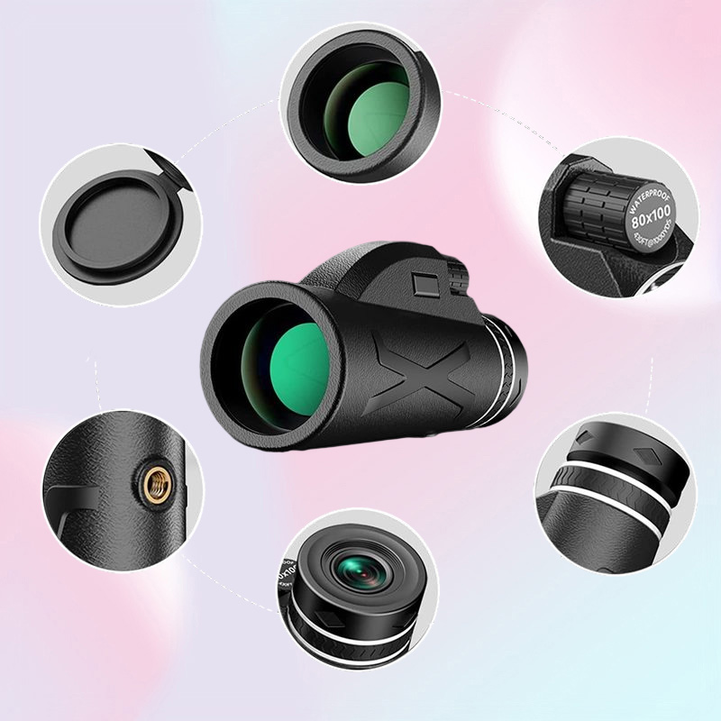 80x100 Zoom 50000M HD Bak4 Portable Powerful Binoculars Long Range Professional Telescope Monocular Spyglass Rainproof Hunting 220