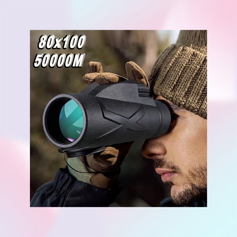 80x100 Zoom 50000M HD Bak4 Portable Powerful Binoculars Long Range Professional Telescope Monocular Spyglass Rainproof Hunting 220