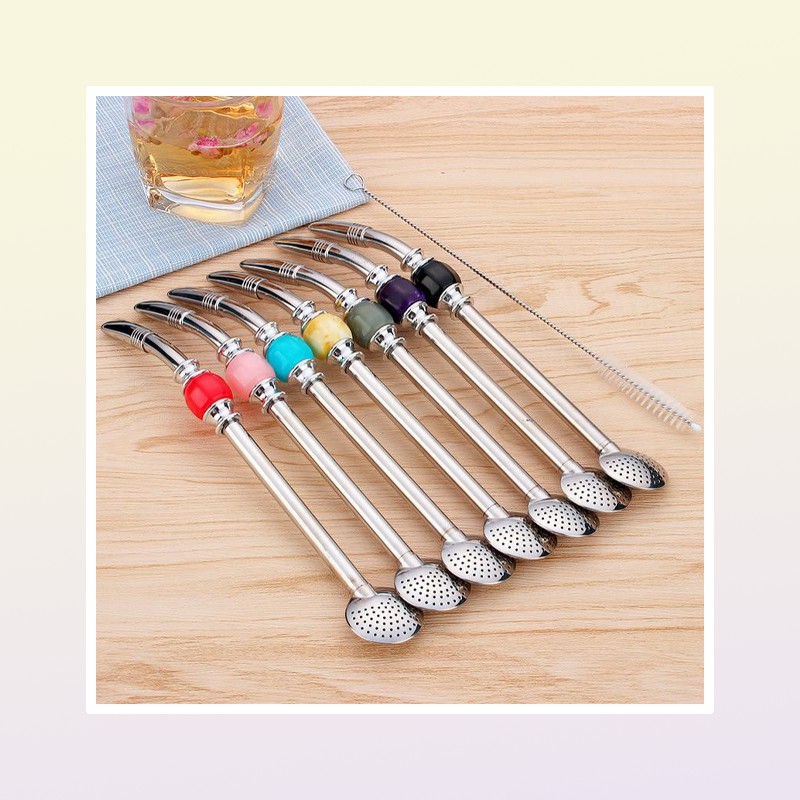 Drinking Straws Creative 304 Stainless Steel Straw Color Spoon Practical Argentina Yerba Mate Set Factory Direct Supply7440105