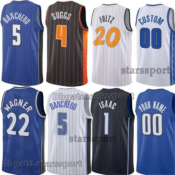 New Arrivals Paolo Banchero Markelle Fultz Basketball Jerseys Wendell Carter jr Franz Wagner Cole Anthony Jonathan Isaac Jalen Suggs Gary Harris Men Custom Jersey
