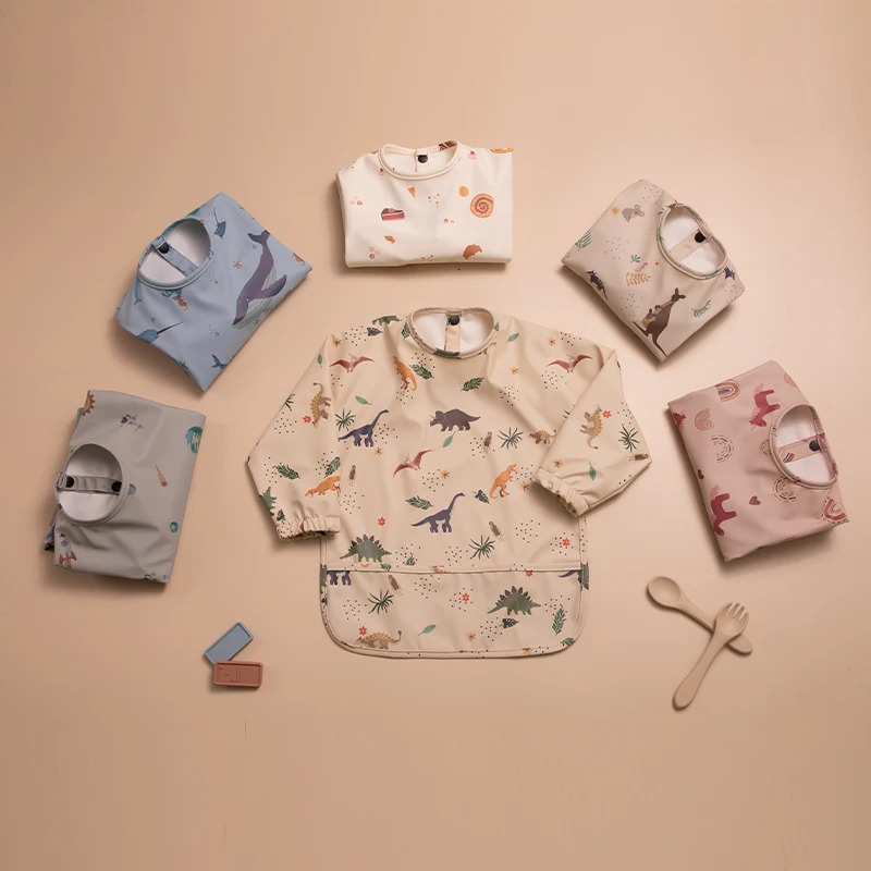 Baby Feeding Bibs Long Sleeves Waterproof Kids Aprons with Pocket Babies Stuff Children Meal Eating Bib For Infant Boys Girls 231229