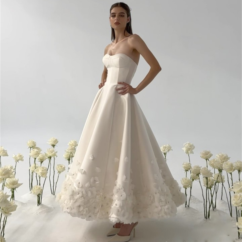 Stunning Flower Prom Dresses with Cape Sweetheart Ruffles Ankle Length Formal Evening Party Gown Satin Short A Line vestidos de novia