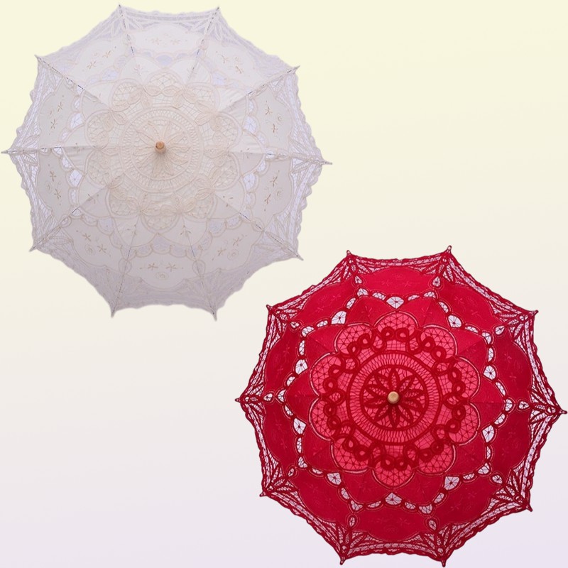 HS BRIDAL Umbrella Vintage Victorian White Lace Manual Opening Wedding Umbrella Black Bride Parasol For Wedding Shower Umbrella 2