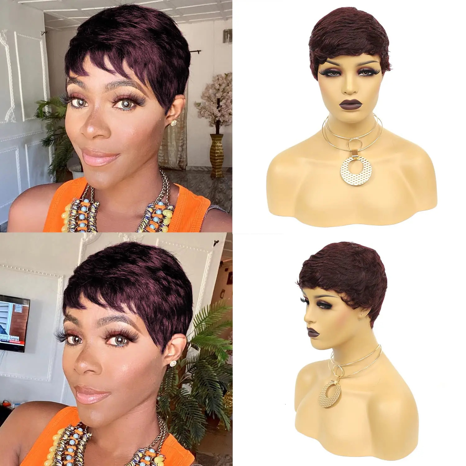 Short Straight Human Hair Wigs Natural Color Brazilian Remy Hair Pixie Cut Wig Human Hair Wig For Black Women MYLOCKME 231229