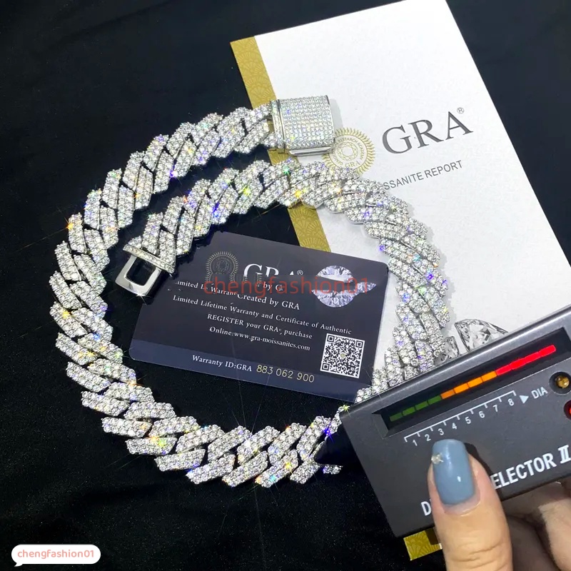 jewelry chains for men 14mm bracelet women sier k chain pass dia tester GRA VVS moissanite cuban necklace personalize gift