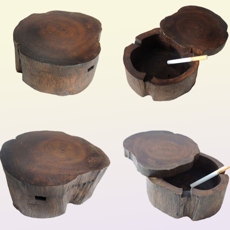 Creative Wood features solid wood ashtray personality wooden with lid ashtray spa table decoration ashtray C02238660734
