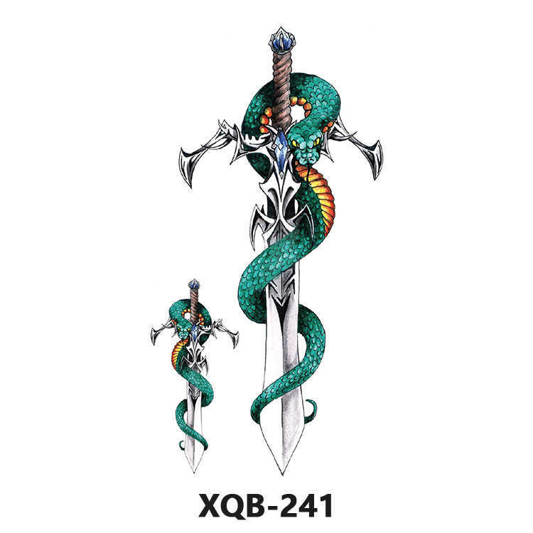 New Tattoo Sticker Waterproof Animal Black and White Flower Colored Net Red Arm Half Simulation