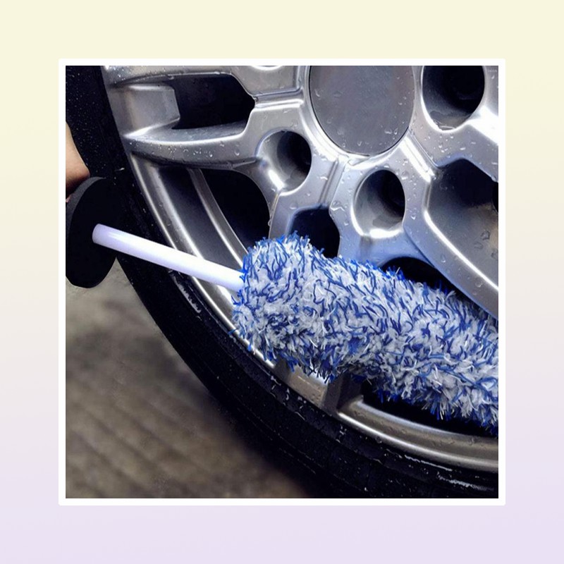 Car Washer High Quality Soft Microfiber Premium Wheels Brush With NonSlip Handle Durable Steel Rim Wheel Hub For Auto Cleaning