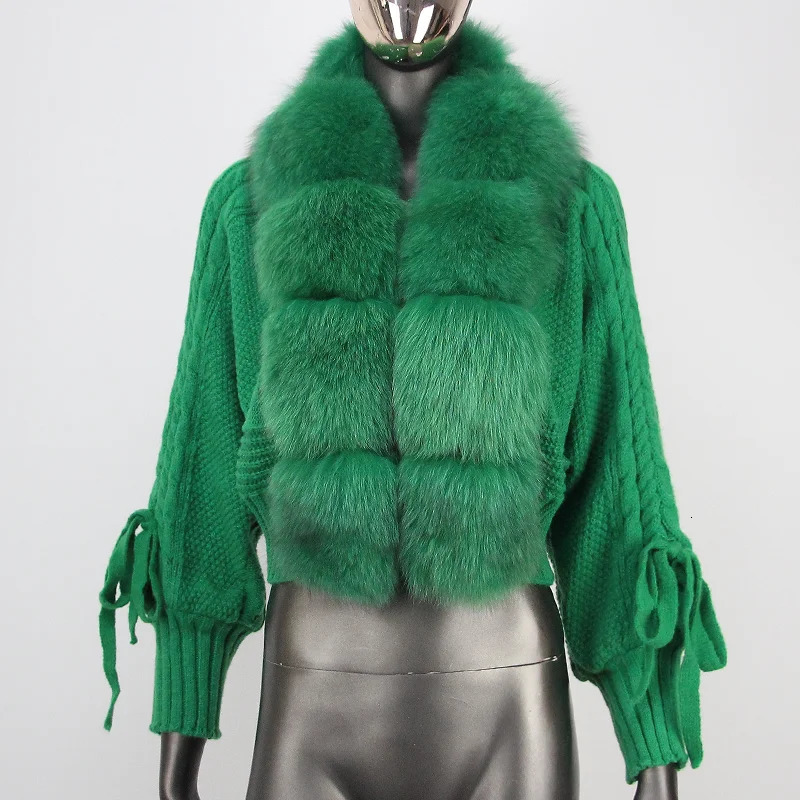 2023 Winter Women Casual Real Fur Collar Coat Short Thick Warm Loose Knitted Jacket Natural Placket Outerwear Streetwear 231228