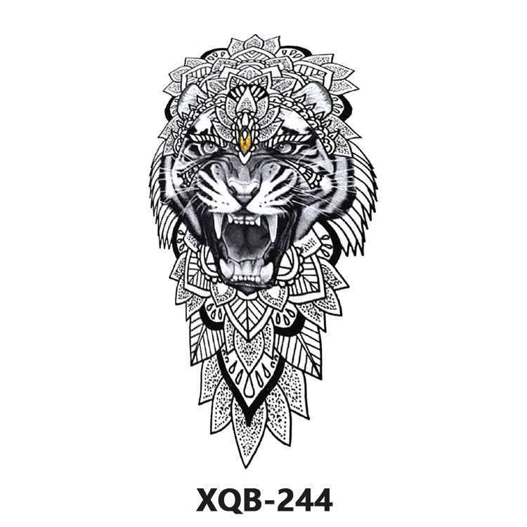 New Tattoo Sticker Waterproof Animal Black and White Flower Colored Net Red Arm Half Simulation
