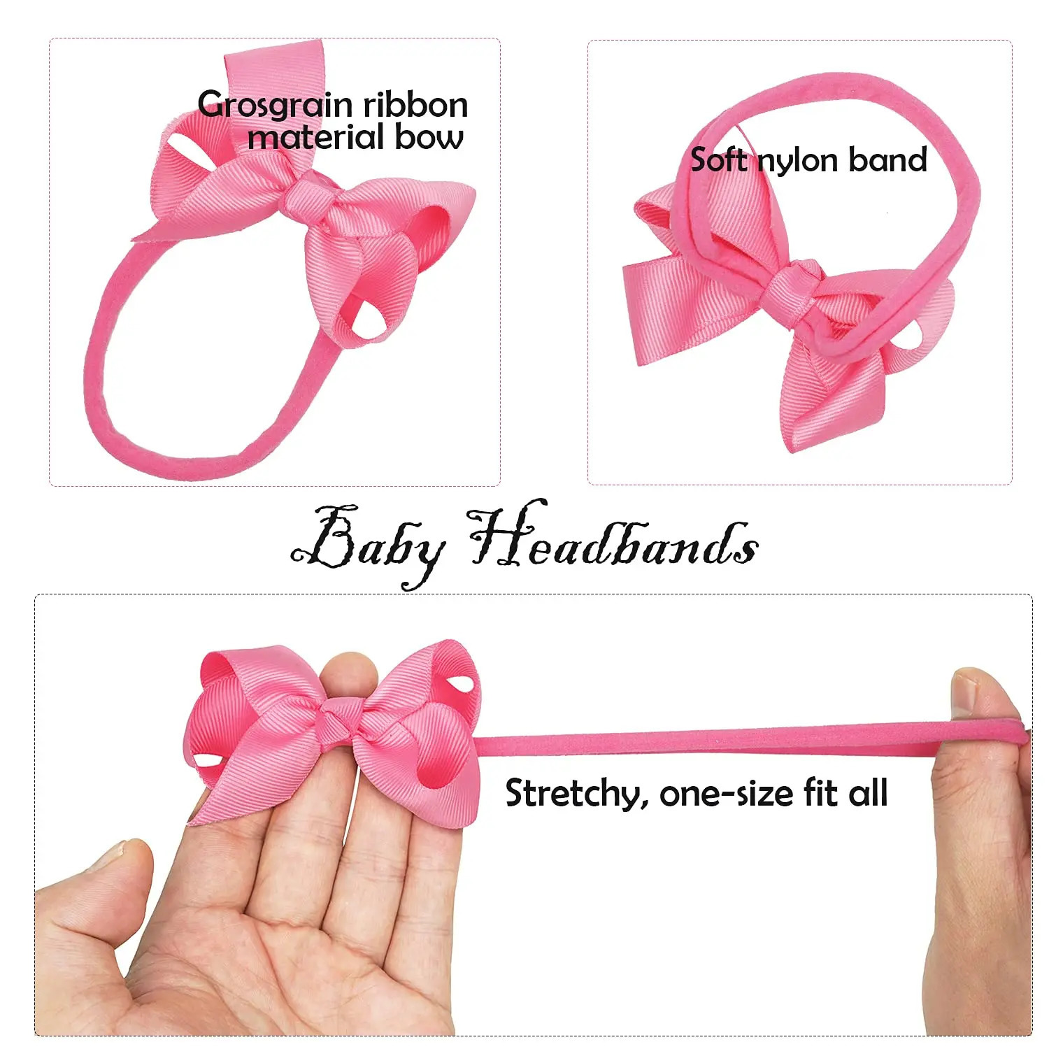 40PCS Baby Headbands 3" Hair Bows Super Soft Slim Hair Bands for Baby Girls Infant and born Toddlers Kids Gifts Accessories 231229