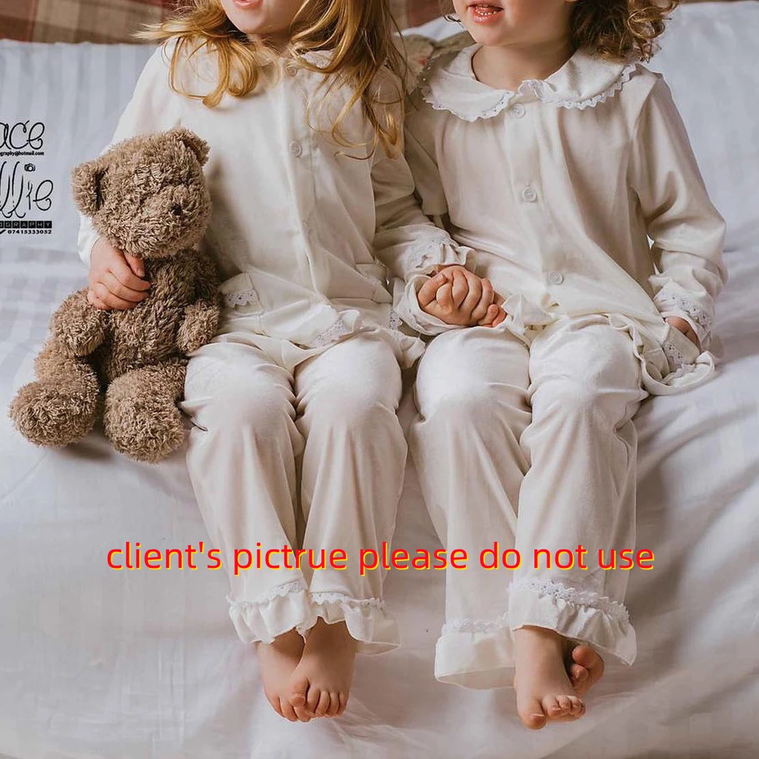 2023 Winter Family Christmas Matching Outfits Kids Clothes Girls Boys Red Velvet Pyjamas Green Cream White PJS Set Sleepwear 231228