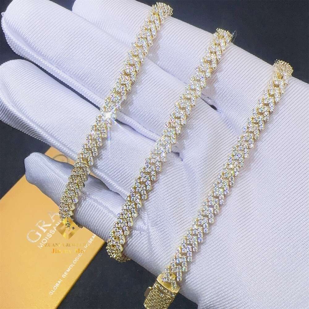 5mm Width One Row Iced Out Man Jewelry Gra Certificates Pass Diamond Tester Vvs1 Moissanite Cuban Link Chain Necklace