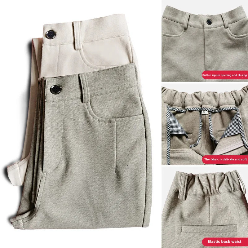 Fashion Korean Woolen Harlan Loose Daddy Pant'S 2023 Autumn And Winter Leisure High Waist Nine Point Radish Trousers 231228