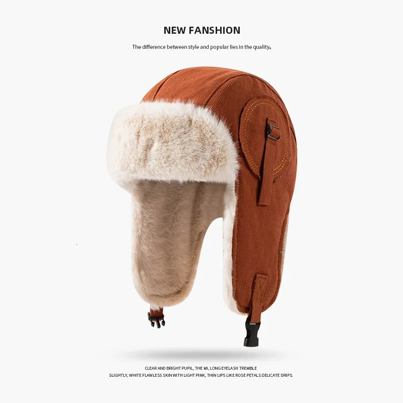 Mens Women Unisex Warm Trapper Trooper Earflap Winter Flaps Ski Hat Bomber Hats Russian Ski Hat Faux Fur Hats 231228