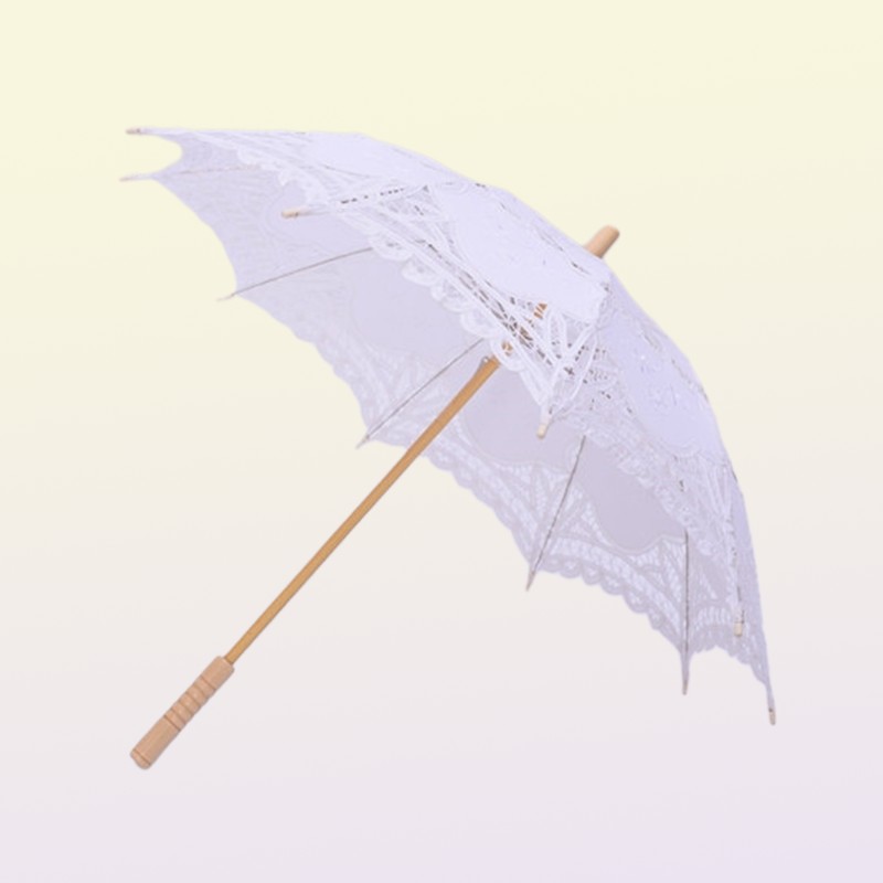 HS BRIDAL Umbrella Vintage Victorian White Lace Manual Opening Wedding Umbrella Black Bride Parasol For Wedding Shower Umbrella 28302204
