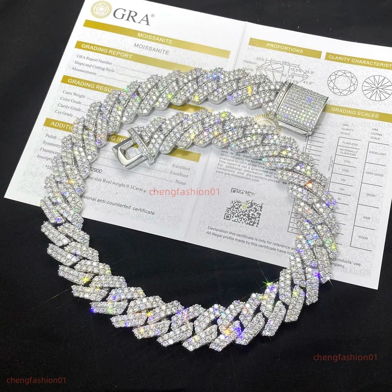 jewelry chains for men 14mm bracelet women sier k chain pass dia tester GRA VVS moissanite cuban necklace personalize gift
