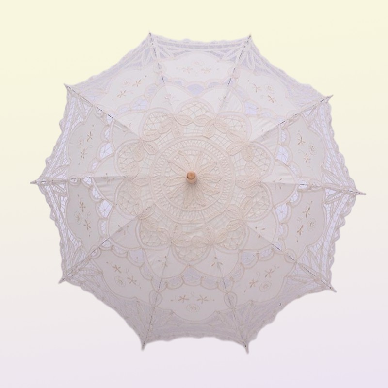 HS BRIDAL Umbrella Vintage Victorian White Lace Manual Opening Wedding Umbrella Black Bride Parasol For Wedding Shower Umbrella 28302204
