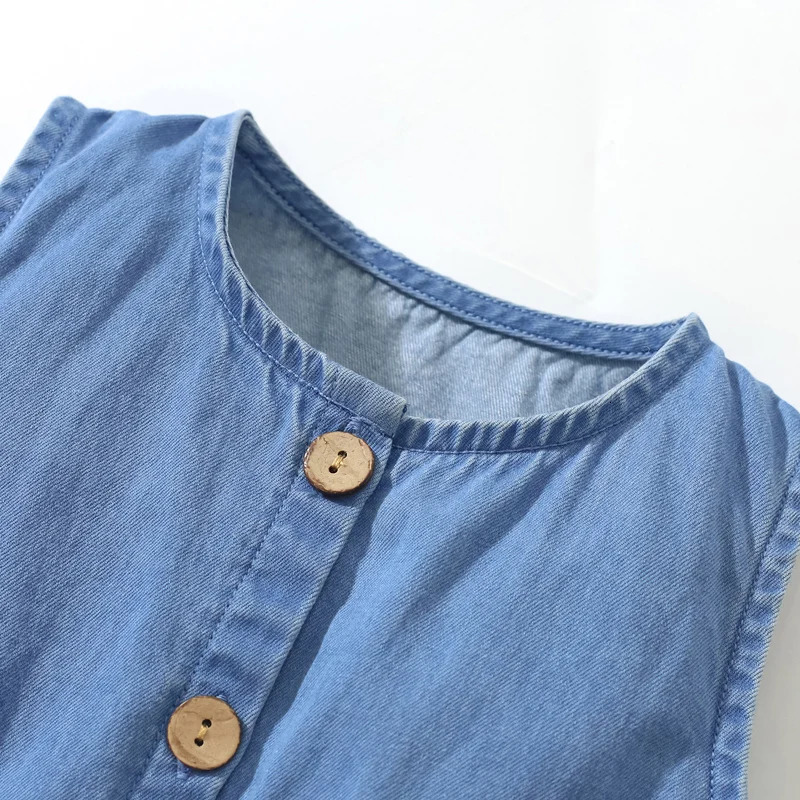 Little maven Girls Denim Sleeveless Dress Unicorn Appliques Children Clothing Summer for Kids Clothes Dresses 231228