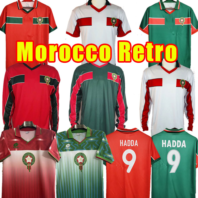 1998 Morocco Retro Mens Soccer Jerseys National Team BASSIR HADJI ABRAMI NEQROUZ OUAKILI Home Away 3rd Football Shirts 1994 1995 long sleeve and short