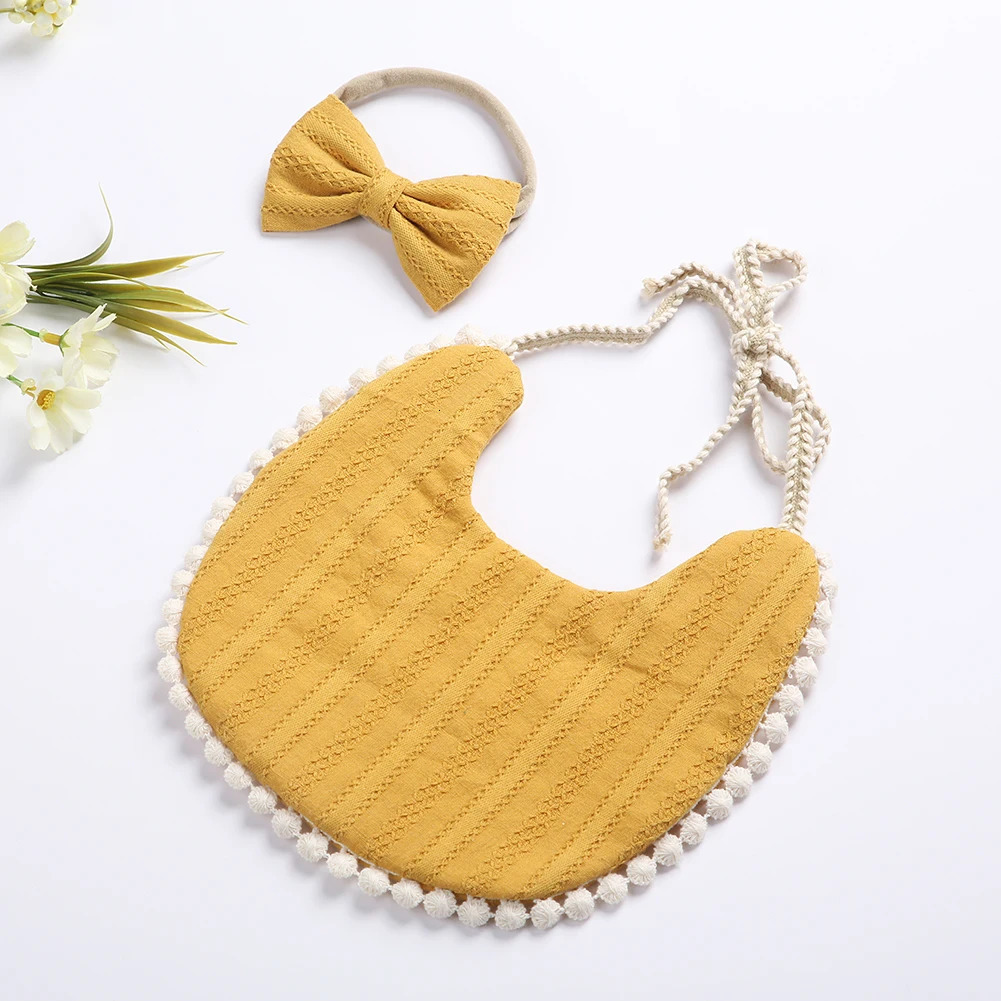 12Sets/Lot Baby Tassel Saliva Towel Headband Floral Vintage born Pography Double Side Bibs Boys Girls Props Bandana Burps 231229