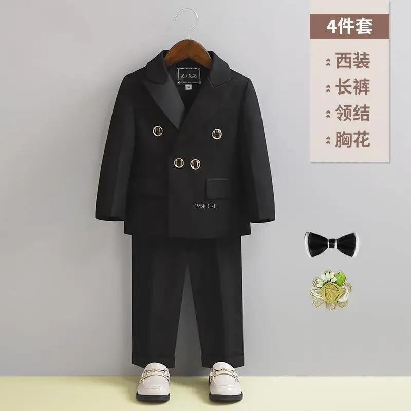 Children White Wedding Suit Boys Girls1 Year Birthday Dress Costume Kids Jacket Pants Bowtie P ograph Flower Tuxedo 231228