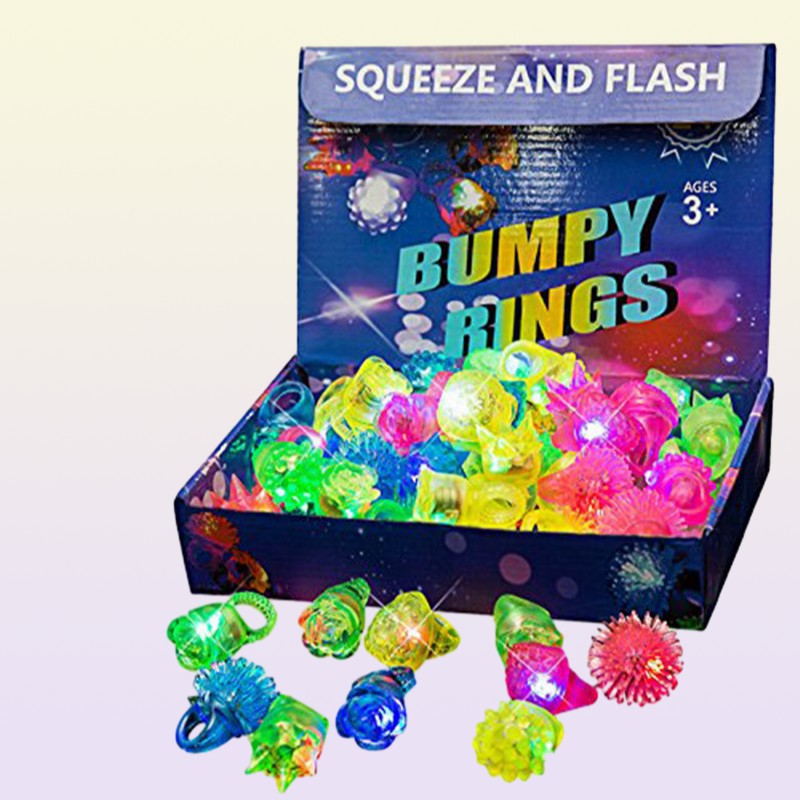 LED Gloves Glowing Ring Flashing Light Up Bumpy Toys Finger Lights Party Favor Blinking Jelly Rubber s 15pcs30pcs a pack 220827
